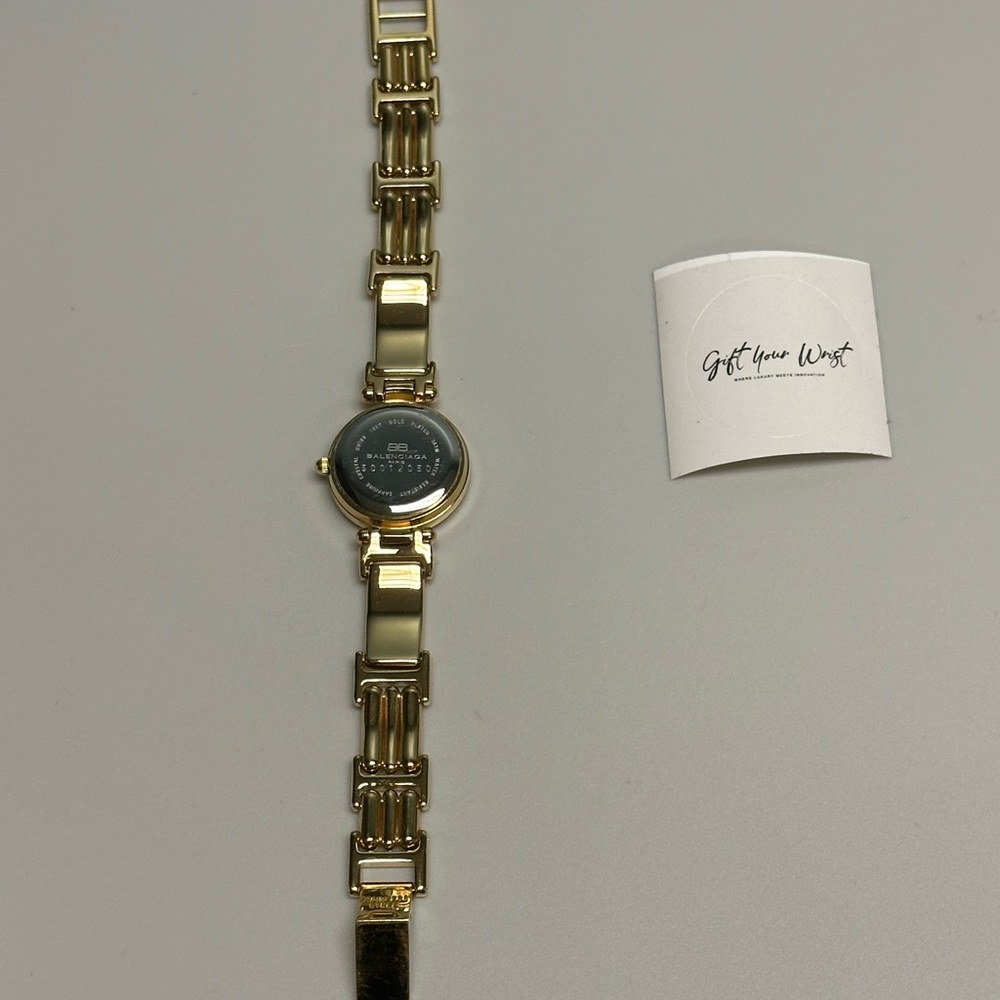 Balenciaga Paris Diamond Dial 18K Gold-Plated Date 24mm Ladies’ Luxury Watch - Picture 10 of 14
